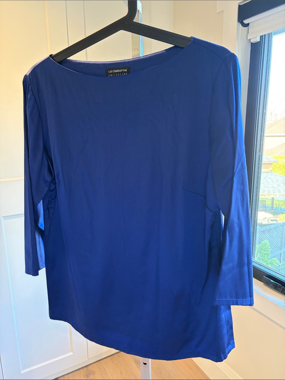 Vintage Liz Claiborne Deep Blue Boatneck Silk Tunic